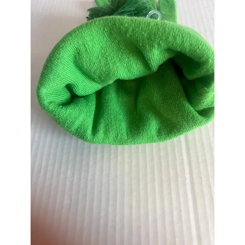 Kids Critter Beanie and Glove Set green dinosaur pattern Pom Pom